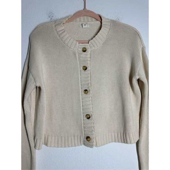 Billabong Women’s Cotton Blend Knit Crop Cardigan Buttoned Sz S Oversized - Picture 2 of 11